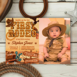 Invitation Premier Rodéo - Anniversaire de Cowboy avec photo