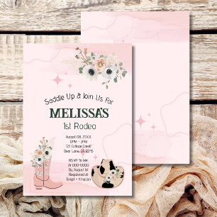 Invitation Premier Rodéo Anniversaire Fille Rustique Cowgirl 
