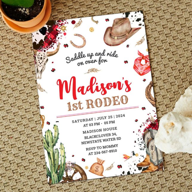 Invitation Premier Rodeo Cowboy (First Rodeo Cowboy Party Invitation)