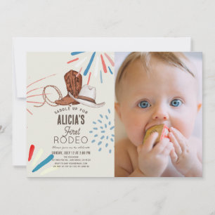 Invitation Premier Rodéo Cowboy Cowgirl 1er Anniversaire Phot