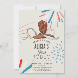 Invitation Premier Rodéo Cowboy Feu d'artifice Cowgirl 1er an