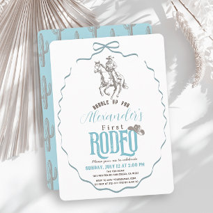 Invitation Premier Rodéo Cowboy Western Noeud Papillon Bleu 1