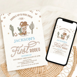Invitation Premier rodéo de cow-boy vintage pour 1er annivers