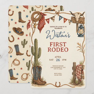 Invitation Premier Rodéo de Cowboy Occidental Anniversaire