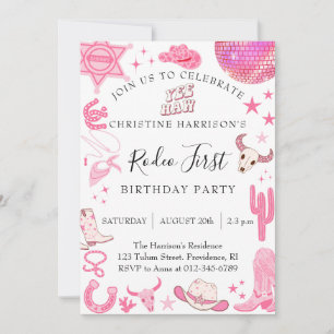 Invitation Premier Rodéo Rose 1er Anniversaire