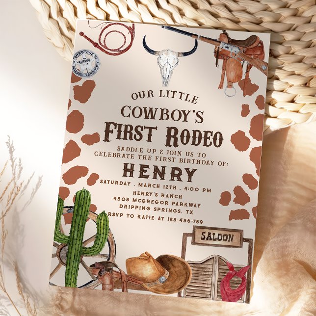Invitation Premier Rodeo Western Cowboy 1er anniversaire (Créateur téléchargé)