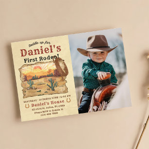 Invitation Premier Rodéo Western Cowboy 1er Anniversaire Phot