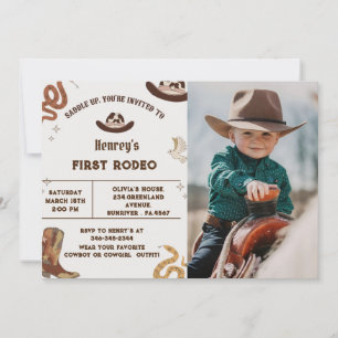 Invitation Premier Rodéo Western Cowboy photo d'anniversaire