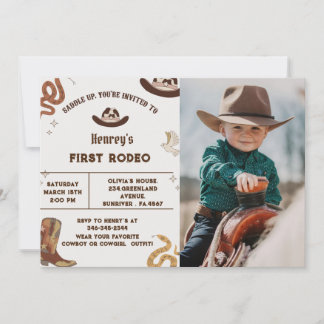 Invitation Premier Rodéo Western Cowboy photo d'anniversaire