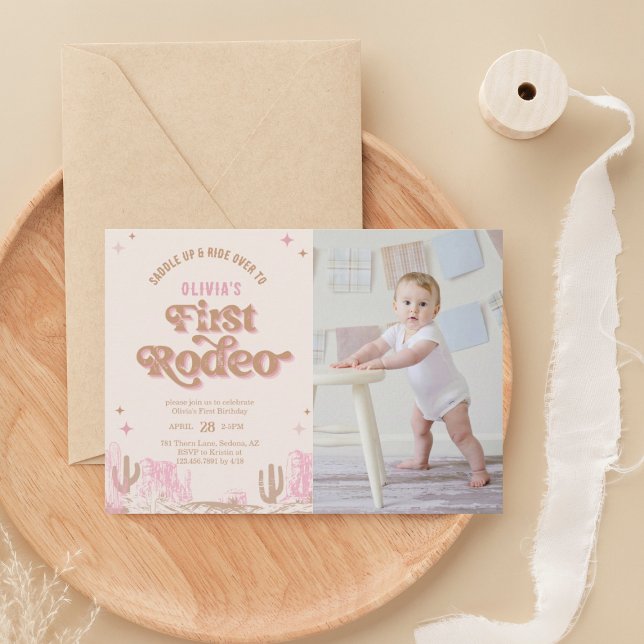 Invitation Premier Rodéo Western Pink Cowgirl Anniversaire (Créateur téléchargé)