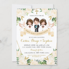 Invitation Premier Saint Communion frère et soeur espagnols