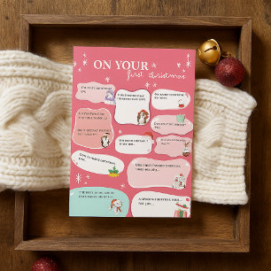 Invitation Premier souvenir de Noël pour bébé rose mou