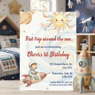 Invitation Premier Tour Autour du Soleil Astronaute 1er Anniv