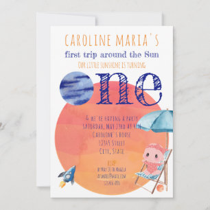 Invitation Premier voyage autour de Sun Baby 1er anniversaire