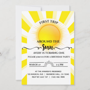 Invitation Premier Voyage Autour Du Soleil 1Er Anniversaire