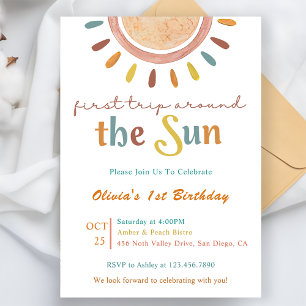 Invitation Premier voyage autour du soleil 1er anniversaire