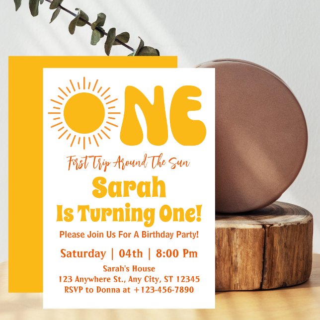 Invitation Premier Voyage Autour Du Soleil 1Er Anniversaire (Créateur téléchargé)