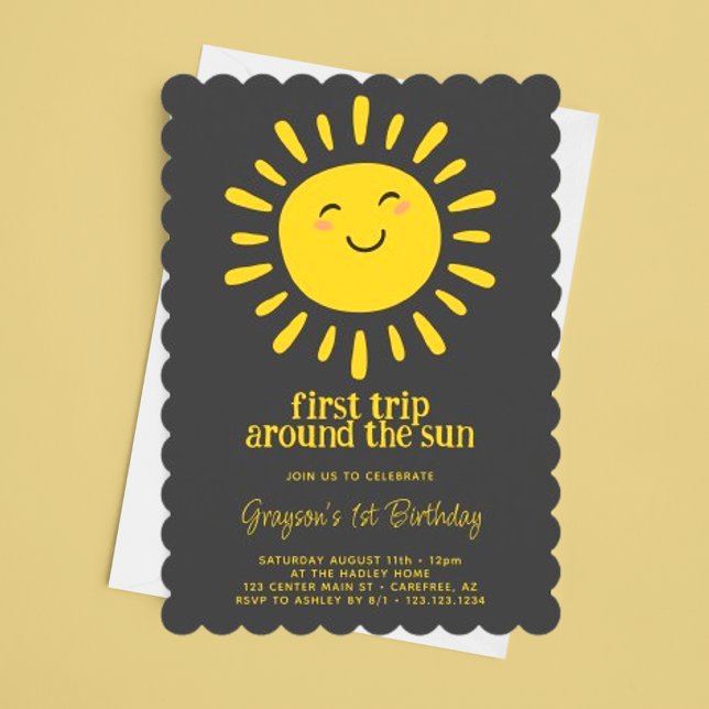 Invitation Premier voyage autour du soleil 1er anniversaire (Créateur téléchargé)