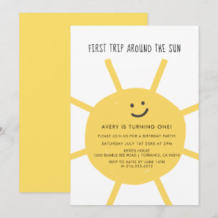 Invitation Premier Voyage Autour Du Soleil 1Er Anniversaire F