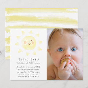 Invitation Premier voyage autour du soleil 1er anniversaire P