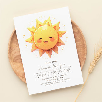 Invitation Premier Voyage Autour Du Soleil Anniversaire