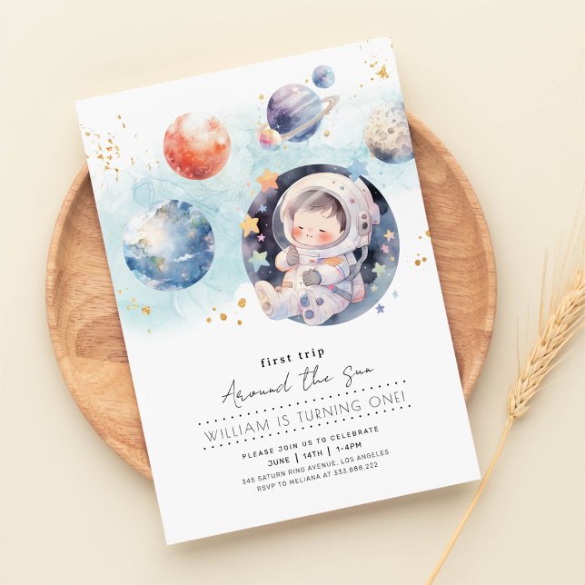 Invitation Premier Voyage Autour Du Soleil Anniversaire (Créateur téléchargé)