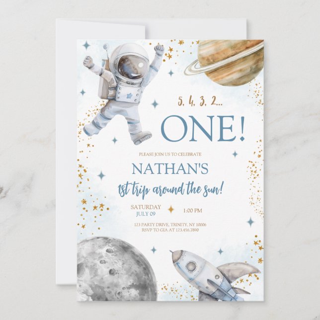Invitation Premier voyage autour du soleil Anniversaire (Devant)