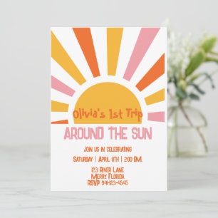 Invitation Premier voyage autour du soleil anniversaire Invit