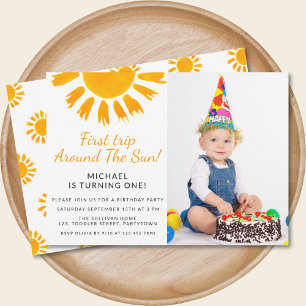 Invitation Premier Voyage Autour Du Soleil Anniversaire Photo