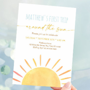Invitation Premier Voyage Autour Du Soleil Boho Anniversaire