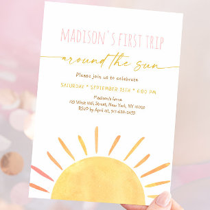 Invitation Premier Voyage Autour Du Soleil Boho Anniversaire