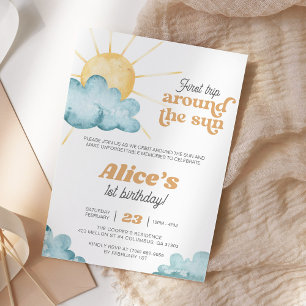 Invitation Premier Voyage Autour Du Soleil Boho Sunshine Anni