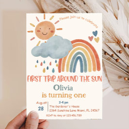 Invitation Premier Voyage Autour Du Soleil Boho Sunshine Anni
