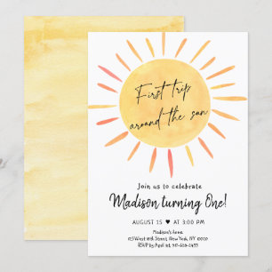 Invitation Premier Voyage Autour Du Soleil Boho Sunshine Anni