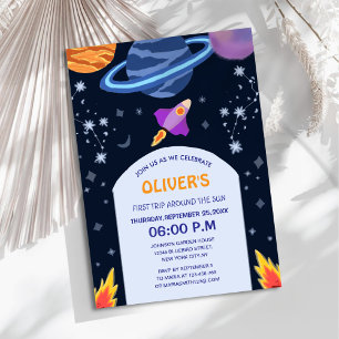 Invitation premier voyage autour du soleil galaxy enfant anni