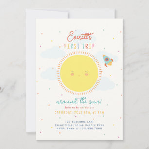 Invitation Premier Voyage Autour Du Soleil Garçon 1Er Anniver