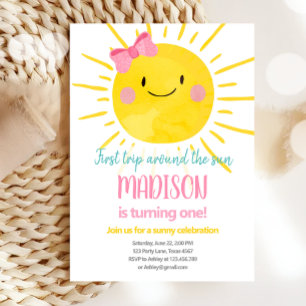 Invitation Premier voyage autour du soleil Petit soleil Anniv