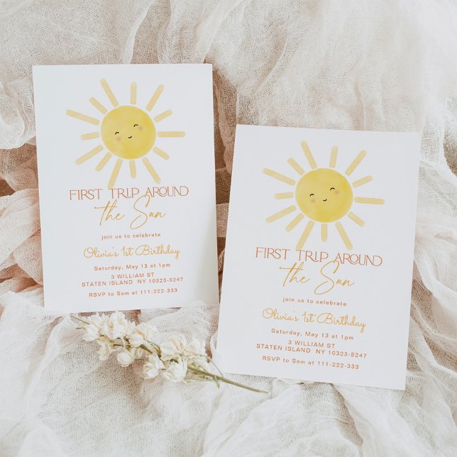 Invitation Premier voyage autour du soleil premier anniversai (Créateur téléchargé)