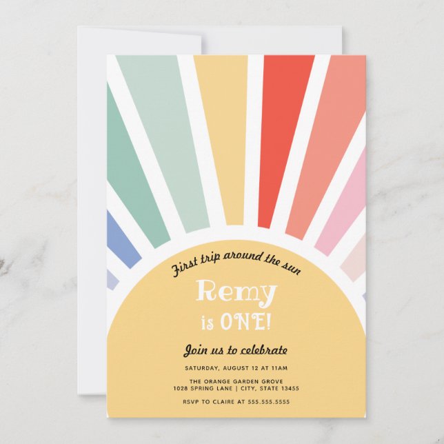 Invitation Premier voyage autour du soleil Premier anniversai (Devant)