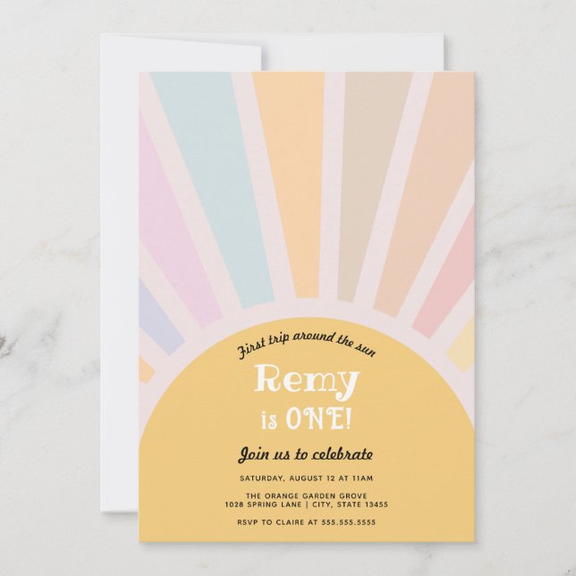 Invitation Premier voyage autour du soleil Premier anniversai (Devant)