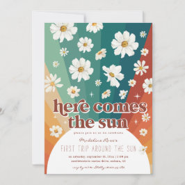 Invitation Premier voyage autour du soleil | Retro Daisy Rain