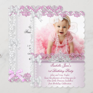 Invitation Première 1ère fête d'anniversaire fille Princesse