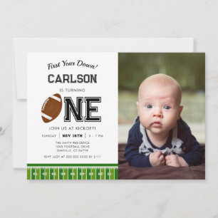 Invitation Première année bas Football Boy photo d'anniversai