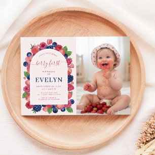 Invitation Première année de bébé à l'aquarelle de fruits pou