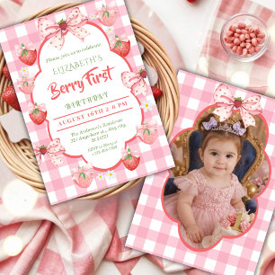 Invitation Première année de Berry photo de fraise