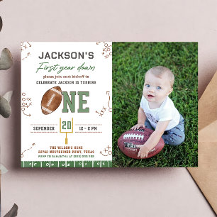 Invitation Première année de football bas photo d'anniversair