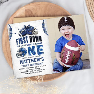 Invitation Première année de football bas photo d'anniversair
