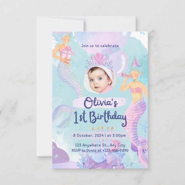 Invitation Première année de la sirène (Devant)