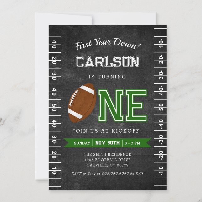 Invitation Première année | Football 1er Anniversaire Chalkbo (Devant)
