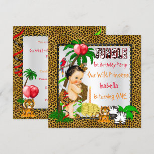 Invitation Première Anniversaire Leopard Jungle Safari Wild B